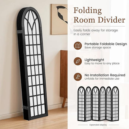 Asnefeli 6 Panel Japanese Room Divider, Shoji Style Partition Divider, Fully - Image 4
