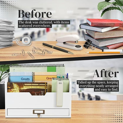 Flexzion 3 Tier Wooden Desk Organizer - Image 5
