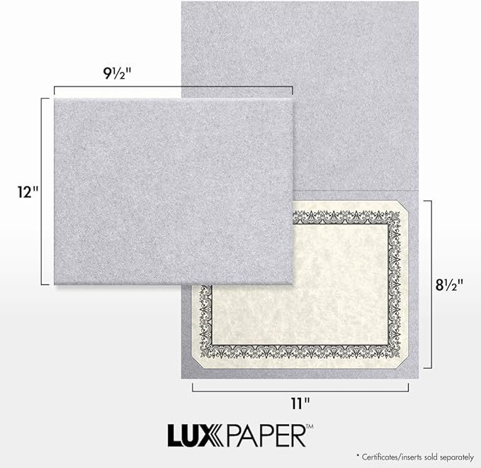 LUXPaper 9.5" x 12" Certificate Holders | Silver Metallic | 105lb. Cover | 250 - Image 4