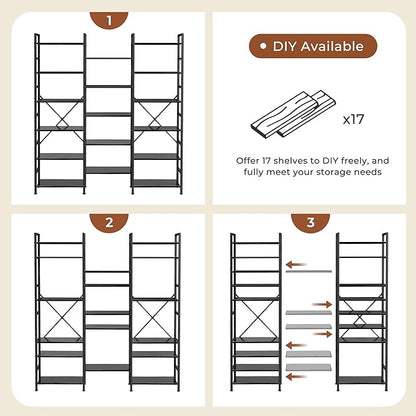 SUPERJARE Triple 6 Tier Bookshelf, Bookcase - Image 6