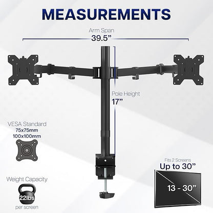 VIVO Dual Ultrawide Monitor Desk Mount, Heavy Duty Fully Adjustable Steel Stand - Image 4