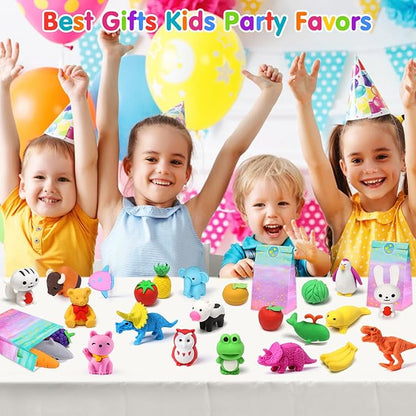 Palmatte 40PCS Mini Animal Erasers Kids Prizes Treasure Box Toys Classroom - Image 8