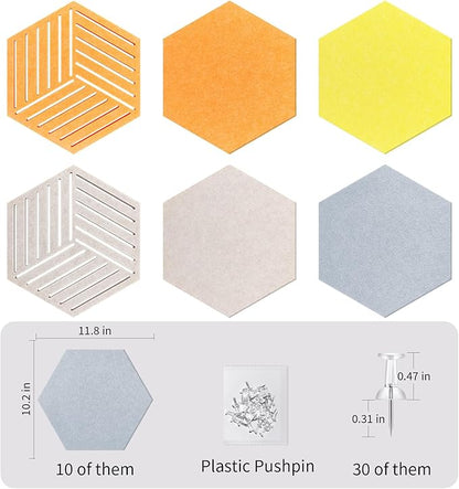 12'' Medium Hexagon Cork-Bulletin Board Tiles Frameless 10 Pack Adhesive - Image 6