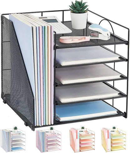 LEKETREE Desk Organizers and Accessories, 5-Tier Paper Letter Tray Organizer by RefinedOfficeEasyManagemen