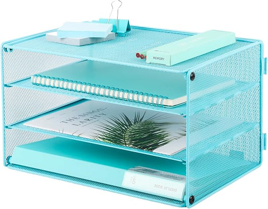 EASEPRES Paper Organizer Tray, 3 Tier Mesh Desk File Organizer Letter Sorter by EASEPRES