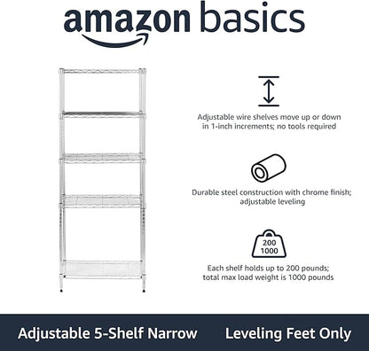 Amazon Basics 5-Shelf Adjustable, Storage Shelving Unit, Steel Organizer Wire - Image 4