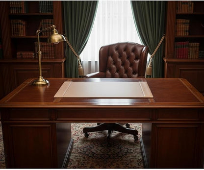 White Latte Bonded Leather 30" x 18" Side-Rail Desk Pad - Image 4