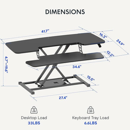 FLEXISPOT Standing Desk Converter 42-inch Spacious Sit to Stand up Dual Monitor - Image 3