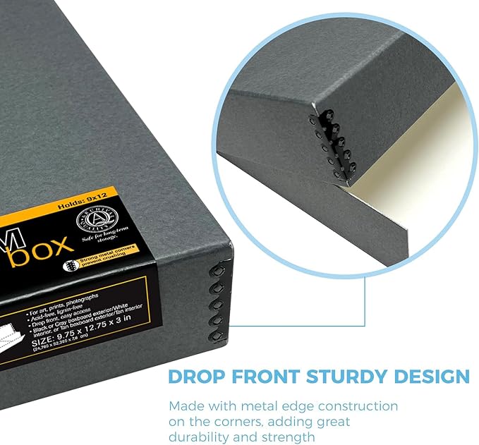 Lineco Museum Archival Storage Box, 9.75x12.75x3 in. Drop Front Design. - Image 5