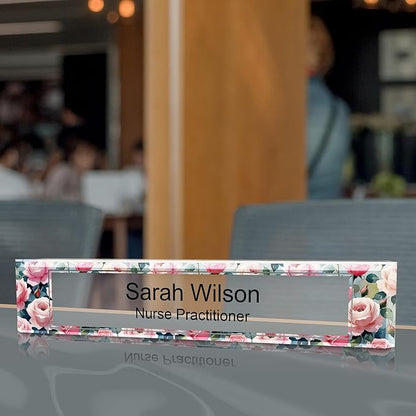 Signs ByLITA Floral Pattern Customized Nameplate | Rose Blush Personalized Full - Image 4