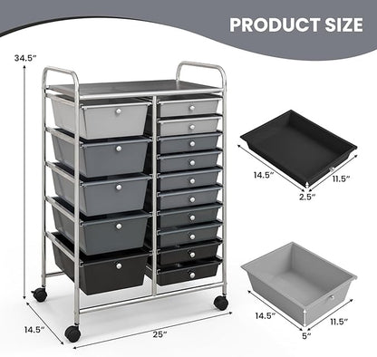 GOFLAME 15-Drawer Rolling Storage Cart, Craft Storage Cart - Image 3