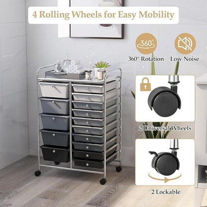 LDAILY 15 Drawer Rolling Storage Cart, Rolling Cart - Image 4