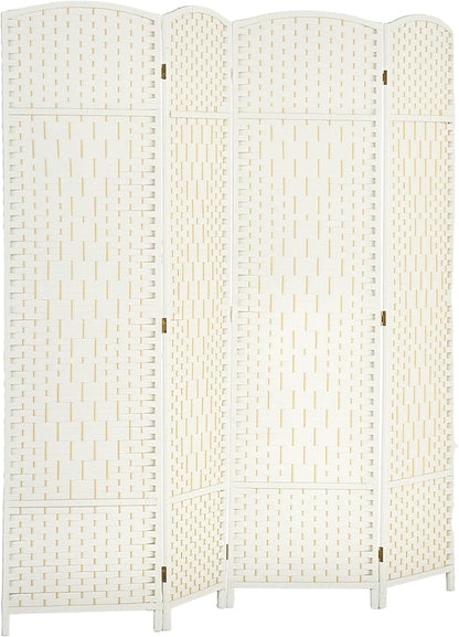 HOMCOM 4 Panel Room Divider, Hand-Woven Freestanding Wall Partition by HOMCOM