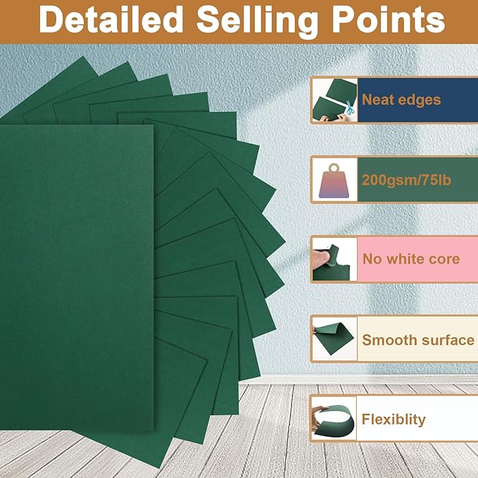 Silunkia 300 Sheets Dark Green Cardstock 8.5 x 11 Certificate Paper, - Image 3