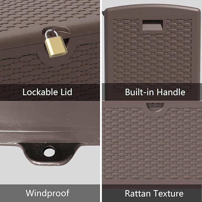 Decksplore 90 Gallon Pro Outdoor Storage Box Waterproof Lockable Resin Deck Box - Image 6