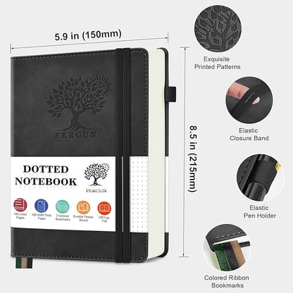 PERCUN Dotted Journal Notebook for Men & Women, 160 Pages Dot Grid notebook for - Image 2