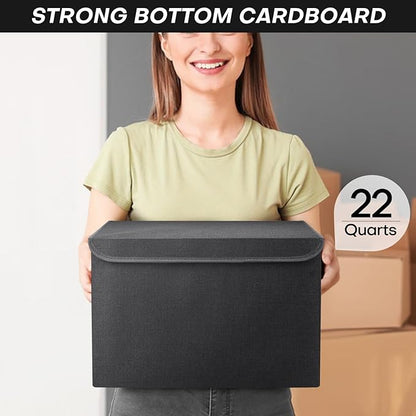 Bagnizer Large 22 Quart Linen Fabric Foldable Storage Bin Cube Organizer Basket - Image 6