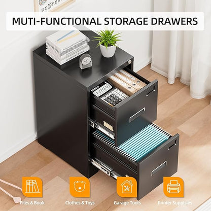 INTERGREAT 2 Drawer File Cabinet, Lockable Vertical File Office Cabinet - Image 5
