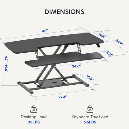 FLEXISPOT 40" Wide Standing Desk Converter Sit to Stand up Riser Height - Image 3