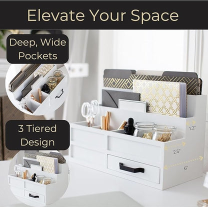 BLU MONACO | White Desktop Organizer - Image 3