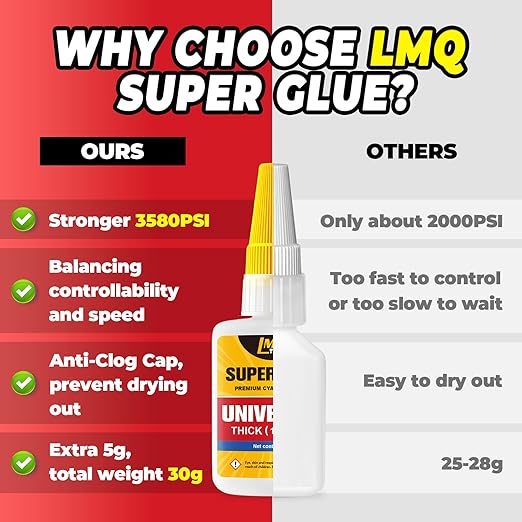 Super Glue Thin and Thick Liquid CA Glue Clear 60 Gram, All Purpose Superglue - Image 6