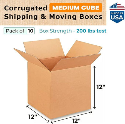 IDL Packaging - B-121212-10 Medium Corrugated Moving Boxes 12"L x 12”W x 12"H - - Image 2