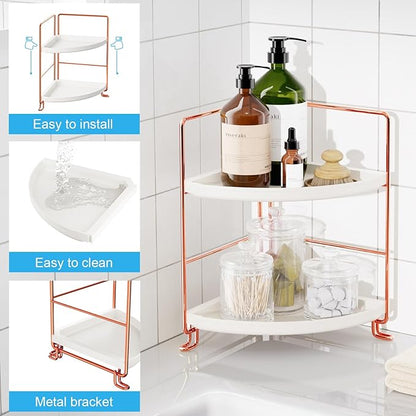 FSyueyun 2-Tier Corner Bathroom Counter Organizer, Tool-Less Installation - Image 5