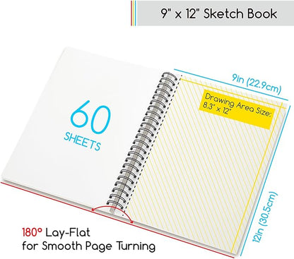 MEEDEN 9"x12" Sketchbook Paper Pad: 122lb/180gsm Spiral Bound Art Sketch Book - Image 2