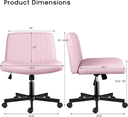 PUKAMI Criss Cross Chair with Wheels, Fabric Padded Armless Cross Legged Office - Image 2