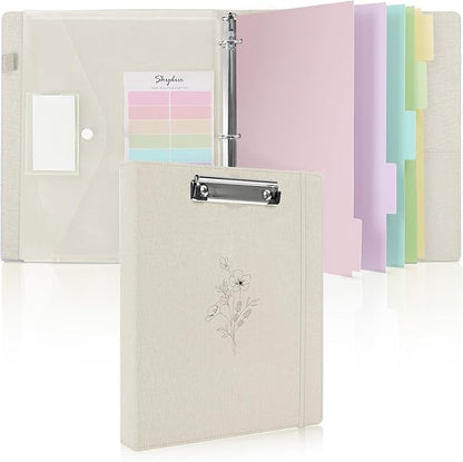 SKYDUE Clipboard Binder with Dividers, 1 Inch 3 Ring Binder with Clipboard on by SKYDUE