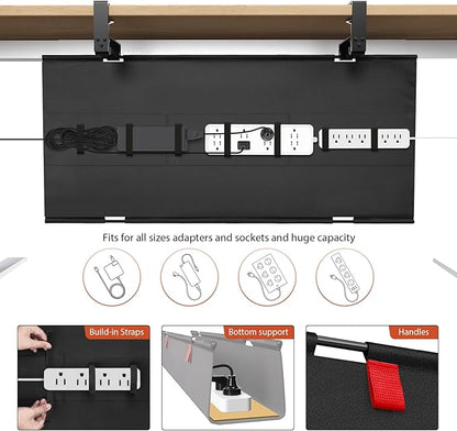 Univivi No Drill Under Desk Cable Management Tray, Clamp/Screw Mount Desk Cable - Image 2