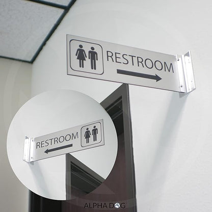 ALPHA DOG SIGNS Corridor Projecting Hallway Bathroom Sign, Left Arrow, - Image 4