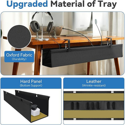 SHUWEI 36" Under Desk Cable Management Tray, Premium Fabric Cable Management - Image 3
