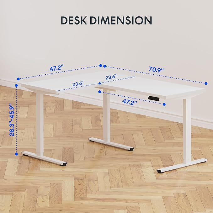 FLEXISPOT L Shaped Standing Desk, 71 x 63 Inch Electric Height Adjustable - Image 3