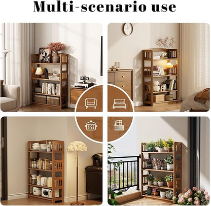 AnywaysWood 4 Tier Solid Wood Open Shelf Bookcase, Modern Wooden Display - Image 3