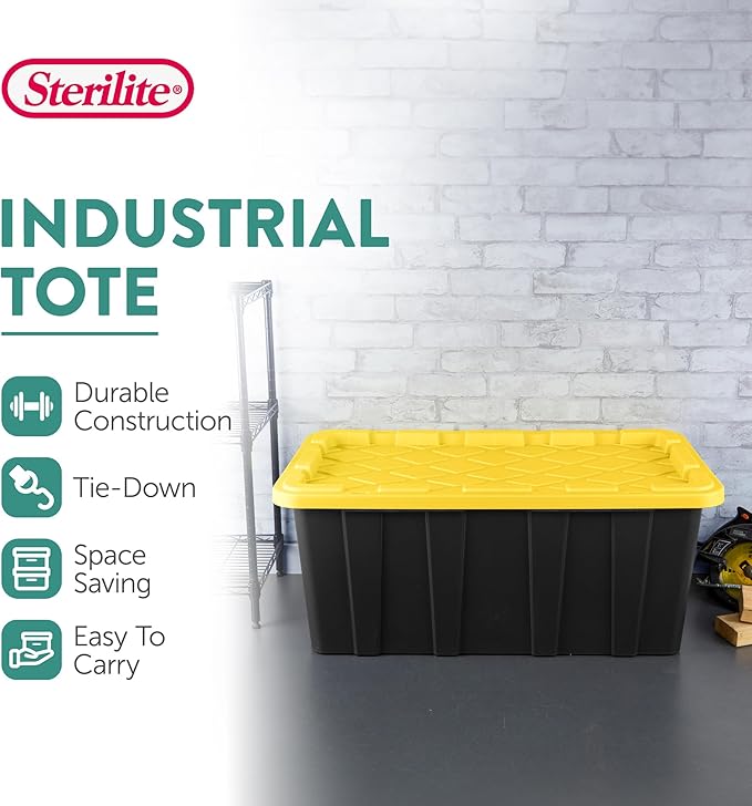 Sterilite 12-Pack Industrial Tote, Plastic Storage Container Bins - Image 3