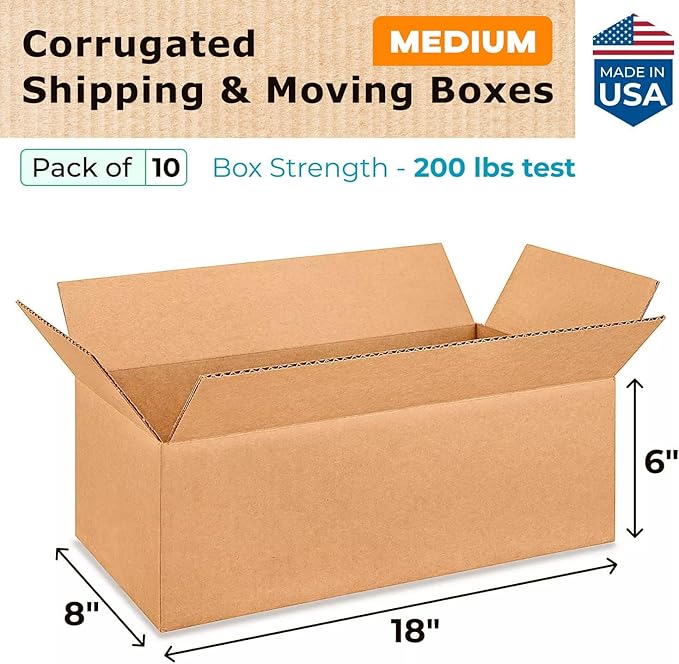 Medium Shipping & Moving Boxes 18x8x6 inches - Image 2