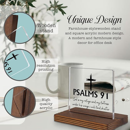 Psalm 91 Desk Sign, Christian Bible Verse Decor - Image 3