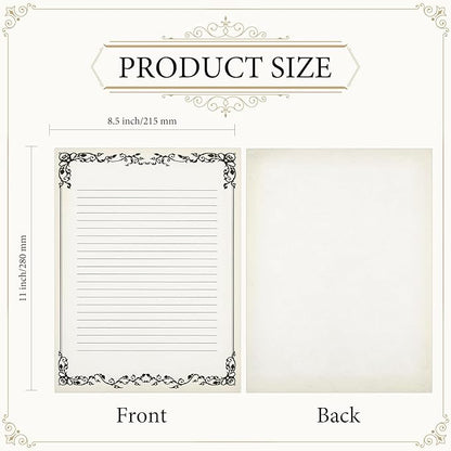 Sabary 200 Sheets Lined Stationary Writing Paper 8.5 x 11 Inch Fancy Vintage - Image 2