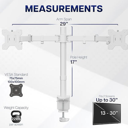 VIVO Dual Monitor Desk Mount, Heavy Duty Fully Adjustable Steel Stand, Holds 2 - Image 4