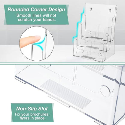 2 Pack Acrylic Brochure Holder 8.5 x 11 inches, 3 Tier Clear Brochure Display - Image 4