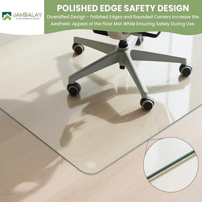 JAMBALAY 55″×46″ Tempered Glass Chair Mat, Heavy Duty Glass Office Floor Mat - Image 8