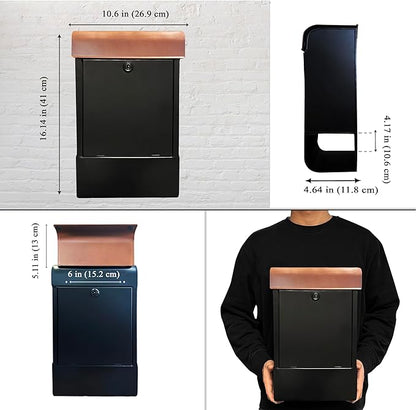 NACH Locking Mailbox, 16 x 4.5 x 10 inch, Waterproof Mailbox Wall Mount - Image 2