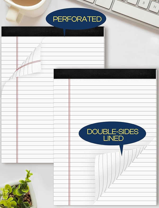 8 Pack White Legal Pads 8.5 x 11 Wide Ruled Note Pads 8.5 x 11" Legal Ruled - Image 5