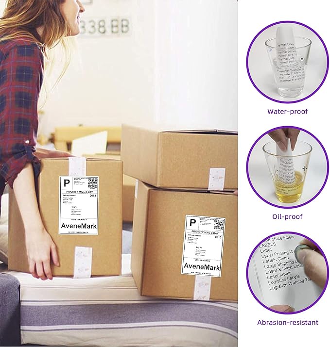 AveneMark 4 Stacks 2000 Labels 4" x 6" Fanfold Direct Thermal Labels, Postage - Image 4
