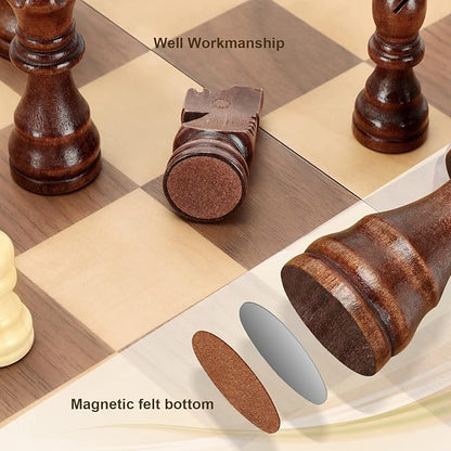 Magnetic Wooden Chess Set for Adults Kids 17'' Chess Board - Image 5