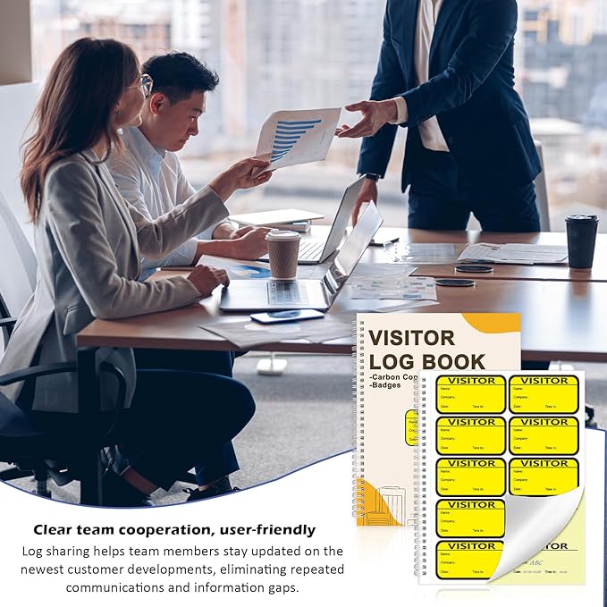 1 Pack Visitor Badges with Carbon Copy Visitor Stickers Letter Size Visitor Log - Image 6