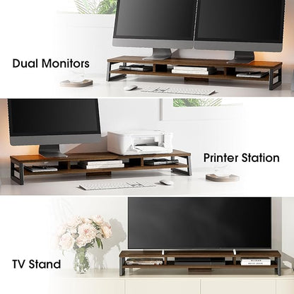 Fenge Dual Monitor Stand for Desk, 42.5in Large Monitor Riser for 2 Monitors - Image 7