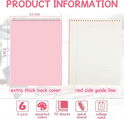 Maitys 6 Pcs Legal Pad Steno Spiral Notebook 8.5" x 11" Top Bound Spiral Pads - Image 2