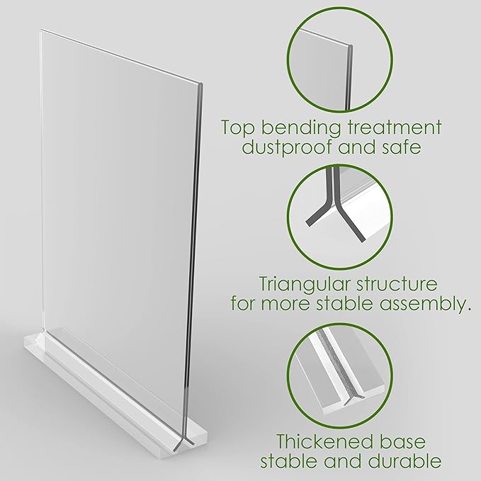 newnewshow Acrylic Sign Holder 5.5x8.5 Inch 3 Pack Vertical T Shape - Image 6